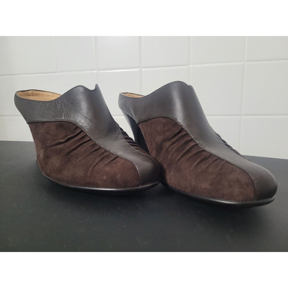Sofft 1024600 Women Brown Leather Mule Clog Heel Shoe Size 7M Pre Owned